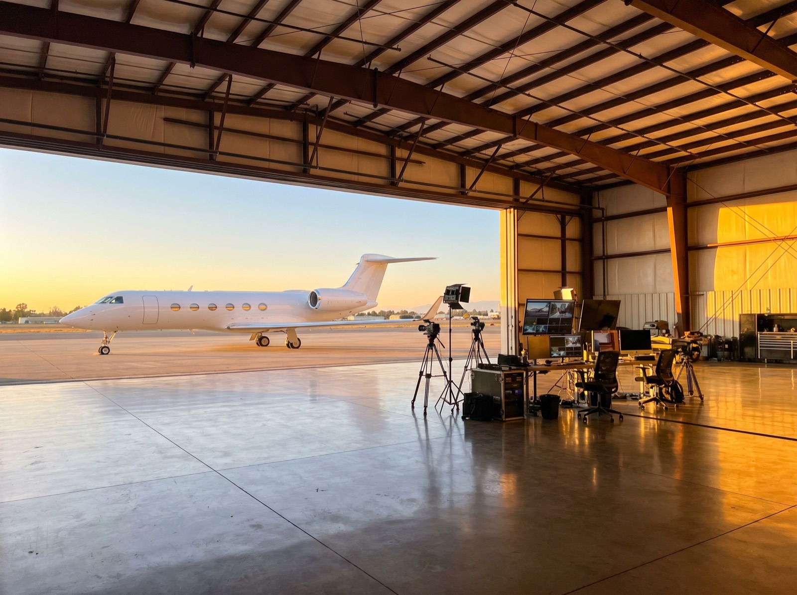 Content production setup in the hangar